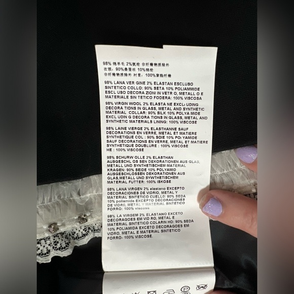 Miu Miu Black Mini Skirt with White Lace Trim and Rhinestone and Beading Small - Picture 13 of 13